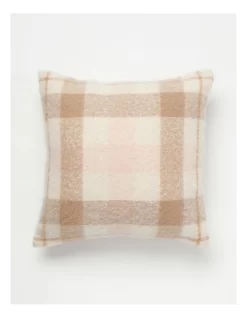 Check Faux Mohair Cushion 50x50cm In Sand