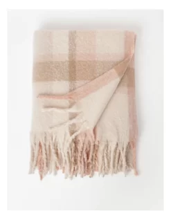 Check Faux Mohair Throw 130x180 Cm In Sand
