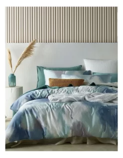 River Tencel Quilt Cover Set In Blue