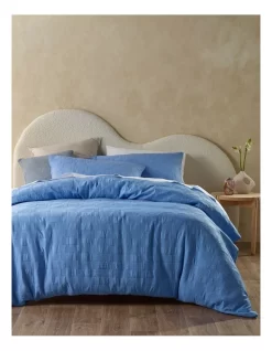 Denver Microfibre Stonewashed Quilt Cover Set In Blue