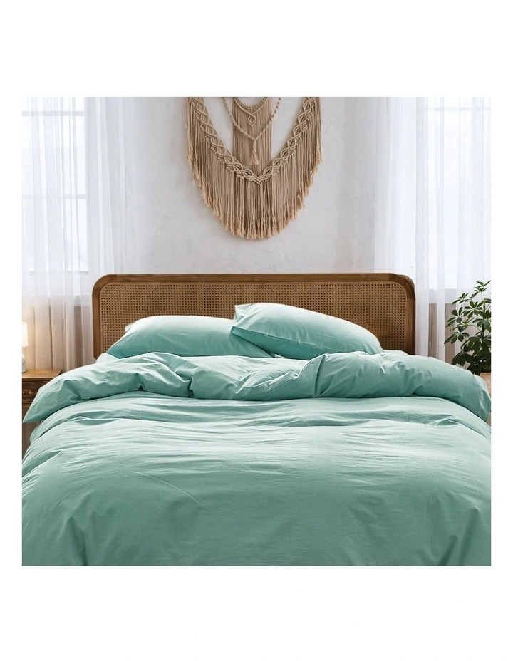 Double Duvet Cover Quilt Set In Green - Image 2