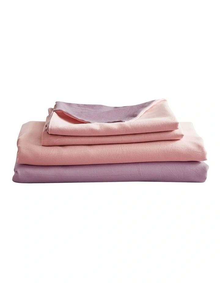 Bed Sheets Set Double Flat Cover Pillow Case In Pink