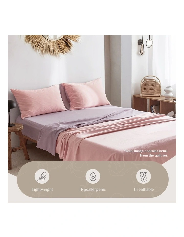 Queen Sze Bed Sheets Set In Pink/Purple - Image 4