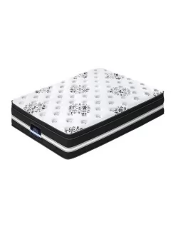King Single Mattress Euro Top In White/Black