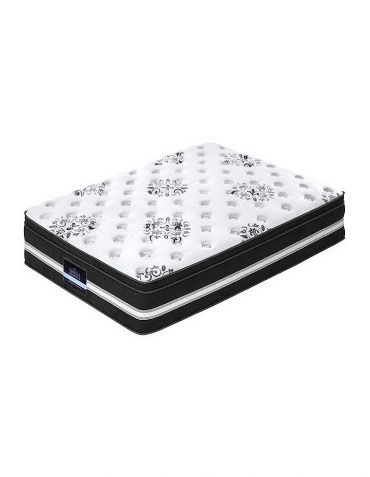 King Single Mattress Euro Top In White/Black