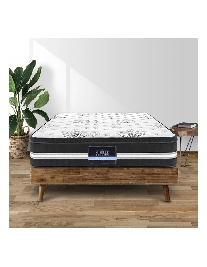 King Single Mattress Euro Top In White/Black - Image 2