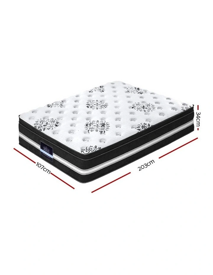 King Single Mattress Euro Top In White/Black - Image 3