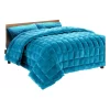 Super King Faux Mink Quilt In Teal