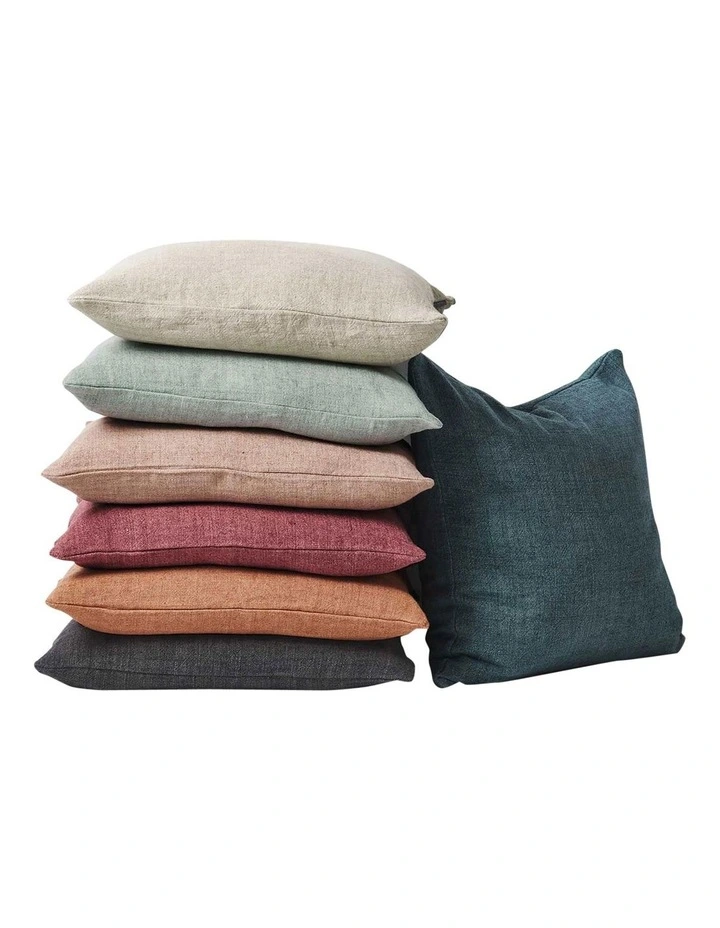 Heavy Linen Cushion In Green - Image 2