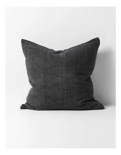 Heavy Linen Cushion In Black