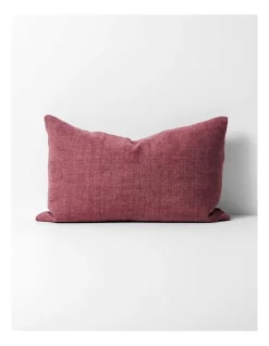 Heavy Linen Rectangle Cushion In Burgundy