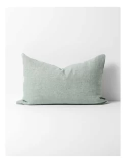 Heavy Linen Rectangle Cushion In Green