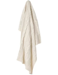 Cable Knit Throw In Winter White