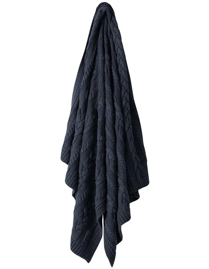 Cable Knit Throw In Blue