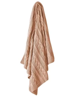 Cable Knit Throw In Rosewood