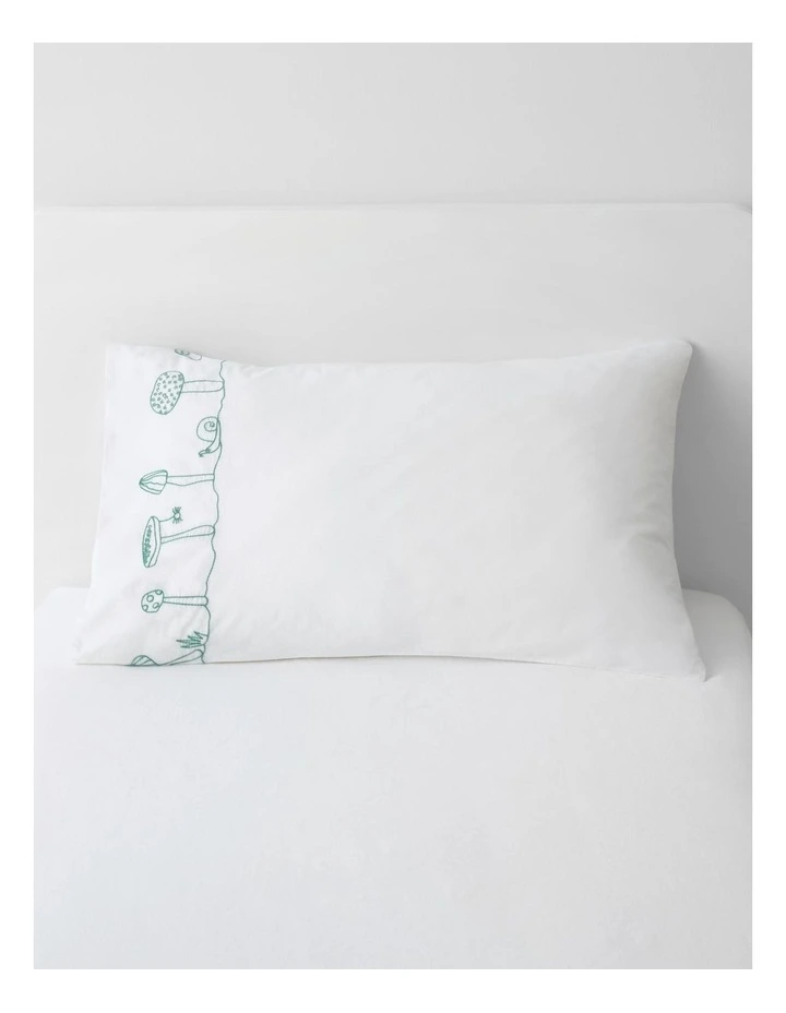 Mushroom Garden Embroidered Pillowcase In Salt