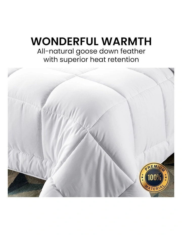 Goose Down Feather 800GSM Comforter Doona Super King In White - Image 5